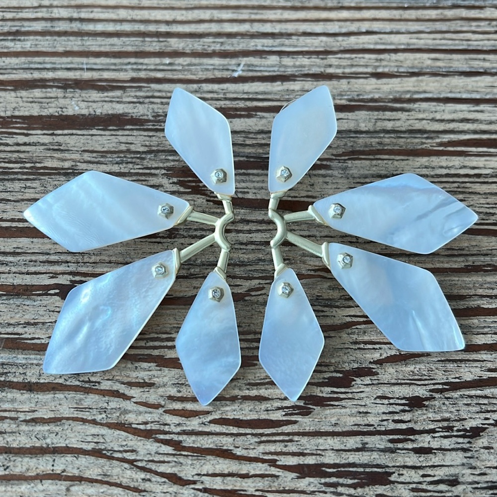 Kendra Scott Malika Gold Statement Earrings in Ivory Mother-of-Pearl